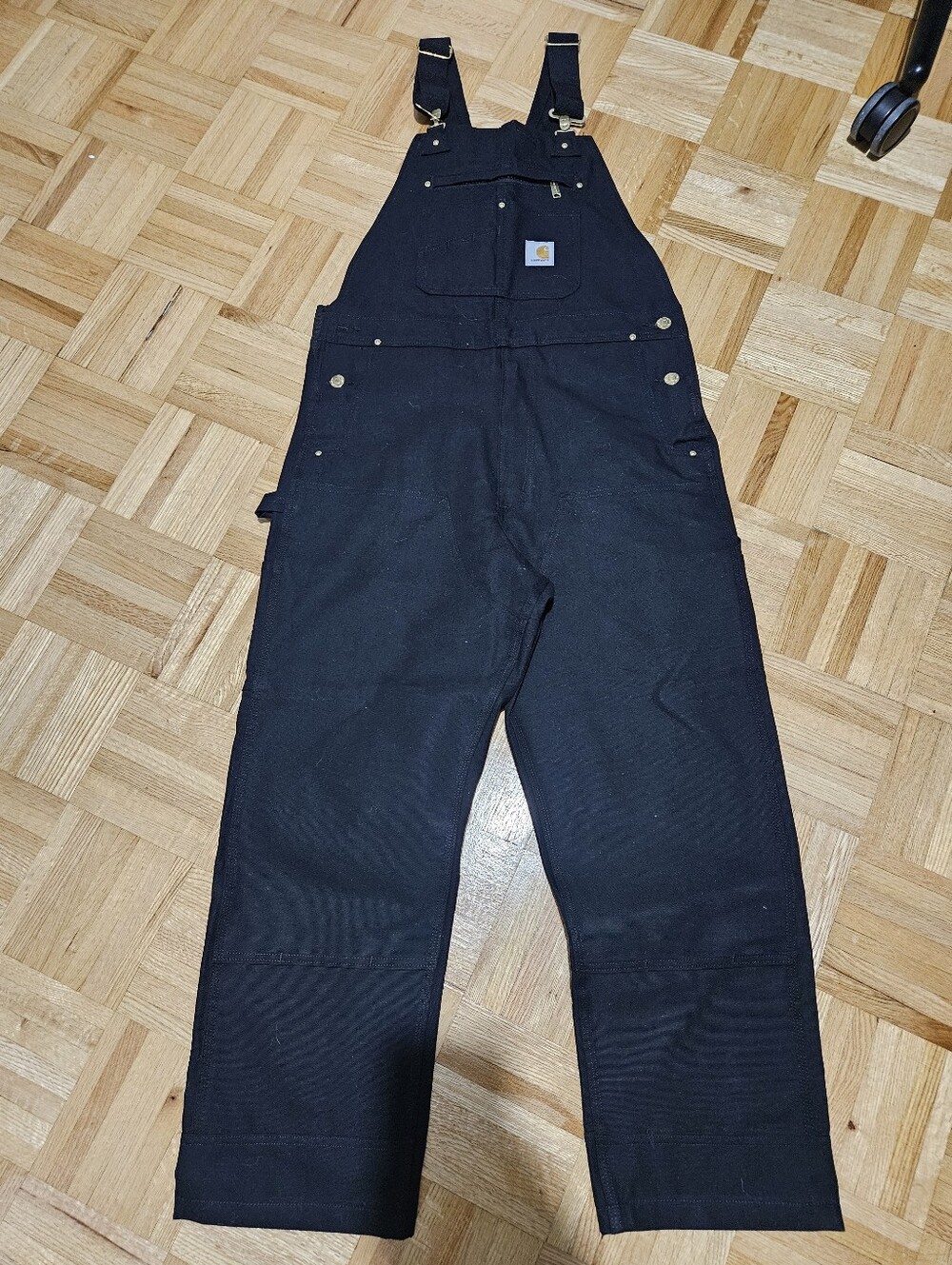 Carhartt Mens Relaxed Fit Duck Bib Overall Double Knee Black Workwear 34x30 R01